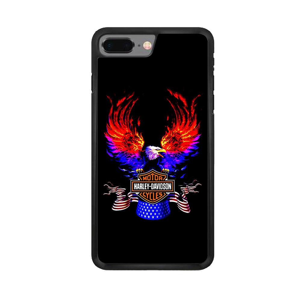 Harley Eagle Fire iPhone 8 Plus Case-Rubber / Black (2D Case)-Xtracase