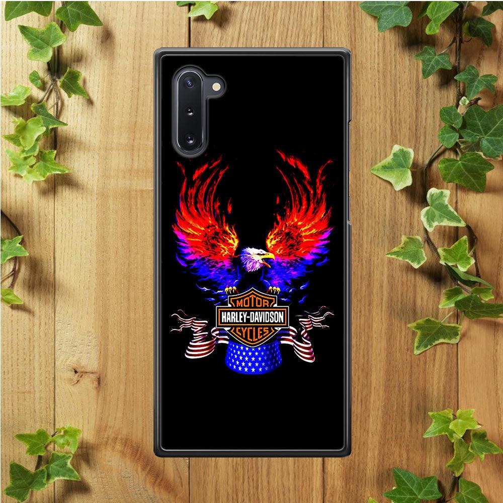 Harley Eagle Fire Samsung Galaxy Note 10 Case-Rubber / White (2D Case)-Xtracase