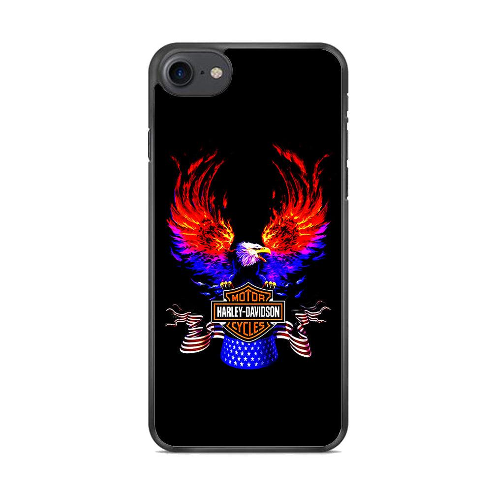 Harley Eagle Fire iPhone 7 Case-Rubber / Black (2D Case)-Xtracase