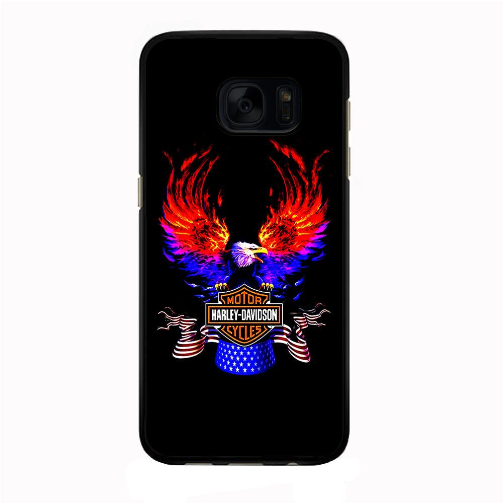 Harley Eagle Fire Samsung Galaxy S7 Edge Case-Rubber / Black (2D Case)-Xtracase
