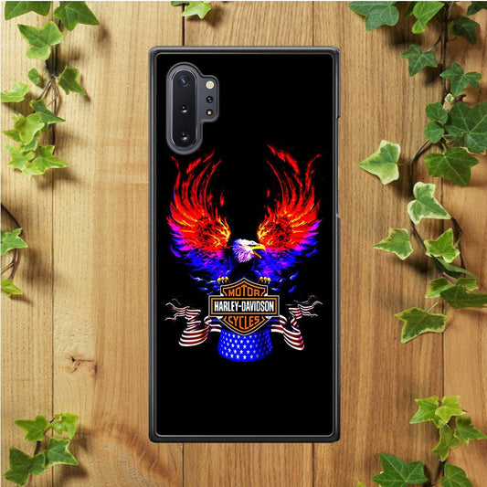 Harley Eagle Fire Samsung Galaxy Note 10 Plus Case-Rubber / White (2D Case)-Xtracase