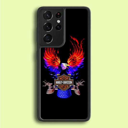 Harley Eagle Fire Samsung Galaxy S21 Ultra Case-Plastic / Full Wrap (3D Case)-Xtracase