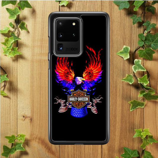 Harley Eagle Fire Samsung Galaxy S20 Ultra Case-Plastic / Full Wrap (3D Case)-Xtracase