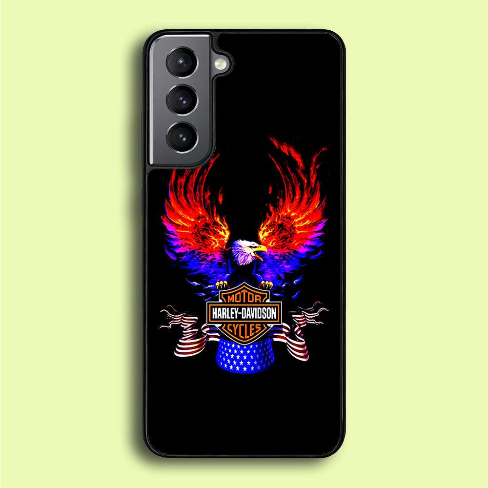 Harley Eagle Fire Samsung Galaxy S21 Plus Case-Rubber / Black (2D Case)-Xtracase