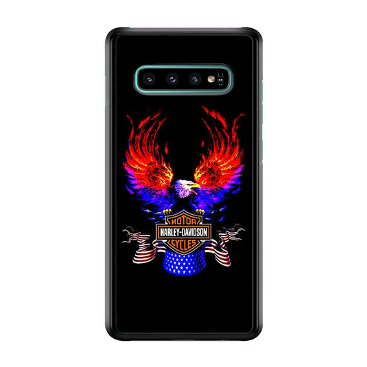 Harley Eagle Fire Samsung Galaxy S10 Plus Case-Rubber / White (2D Case)-Xtracase