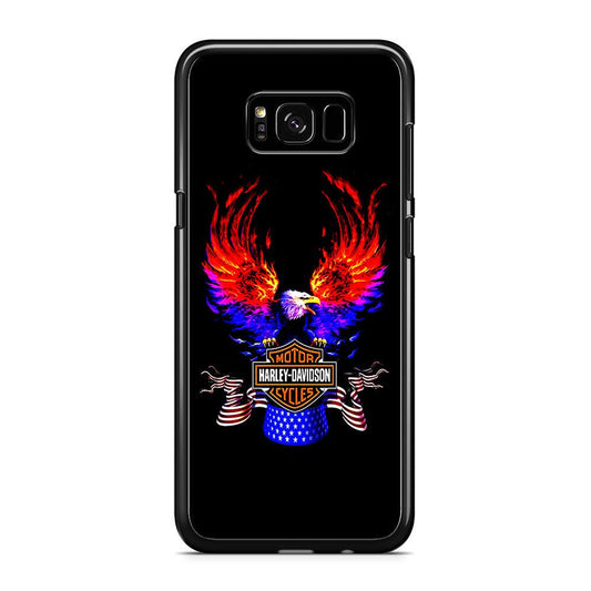 Harley Eagle Fire Samsung Galaxy S8 Case-Rubber / Black (2D Case)-Xtracase