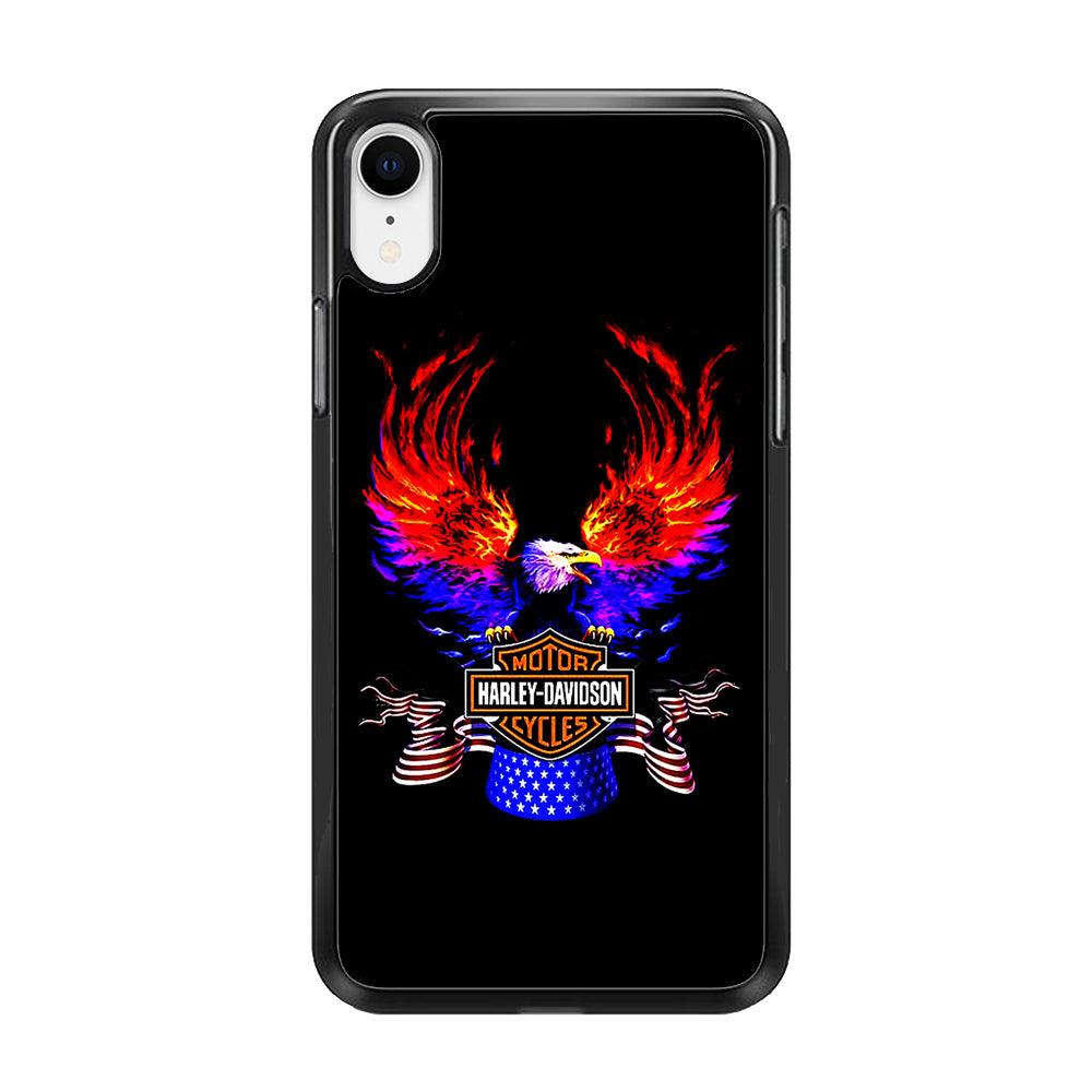 Harley Eagle Fire iPhone XR Case-Rubber / Black (2D Case)-Xtracase