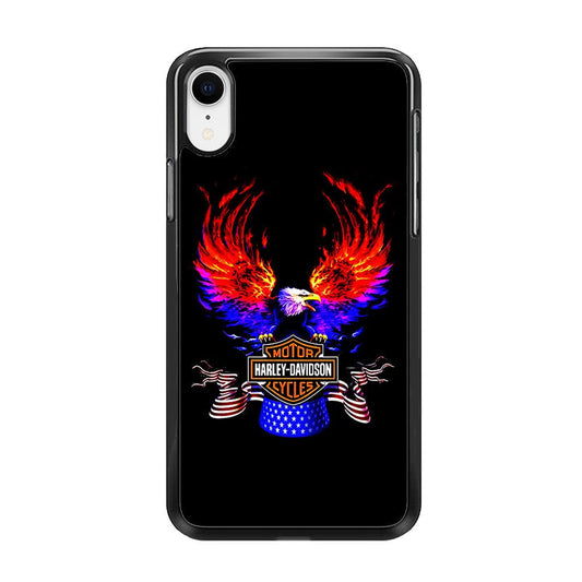 Harley Eagle Fire iPhone XR Case-Rubber / Black (2D Case)-Xtracase