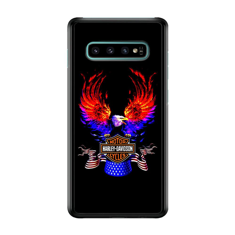 Harley Eagle Fire Samsung Galaxy S10 Case-Rubber / Black (2D Case)-Xtracase