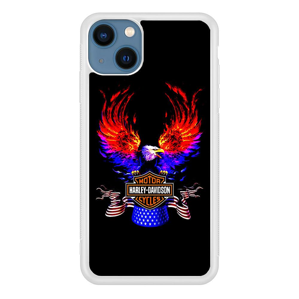 Harley Eagle Fire iPhone 13 Case-Rubber / White (2D Case)-Xtracase