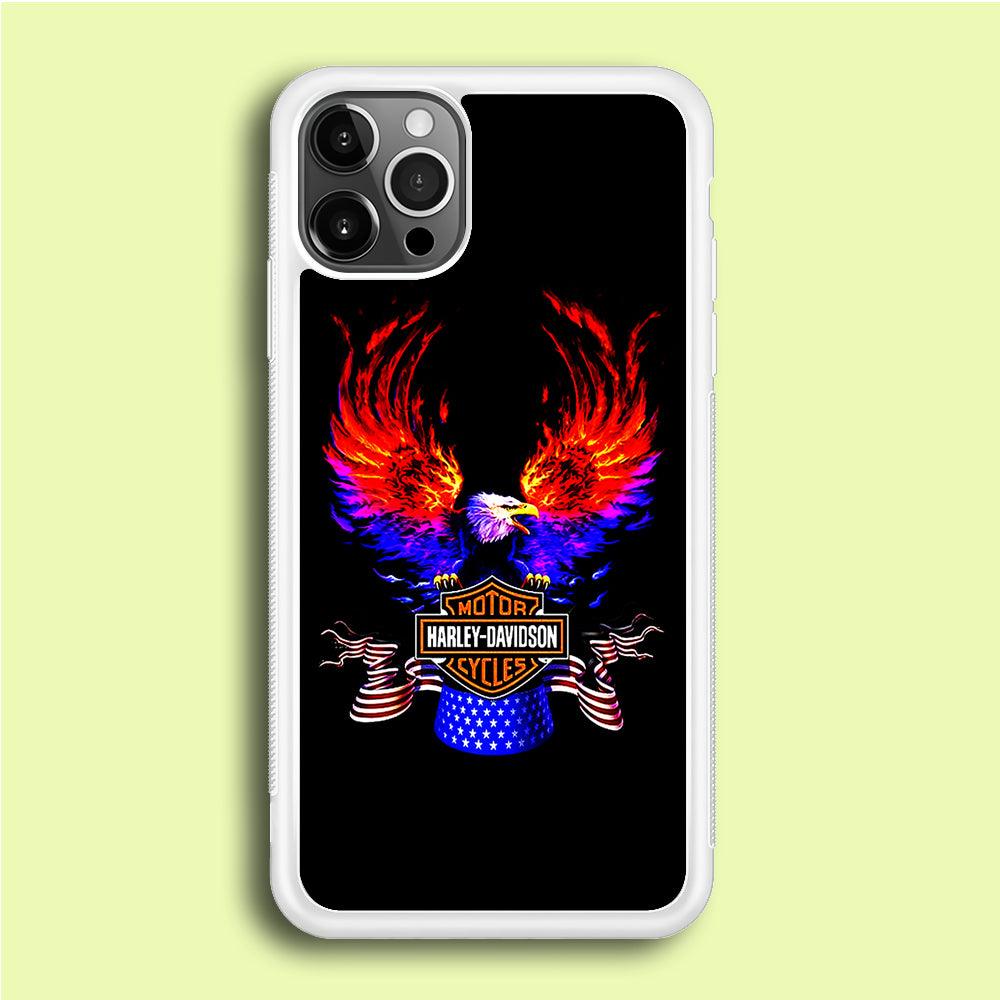 Harley Eagle Fire iPhone 12 Pro Max Case-Rubber / White (2D Case)-Xtracase