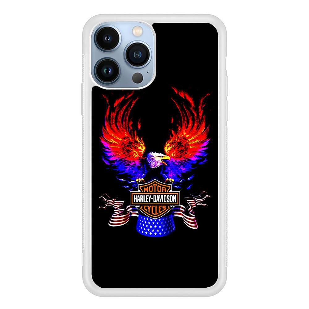 Harley Eagle Fire iPhone 13 Pro Case-Rubber / White (2D Case)-Xtracase