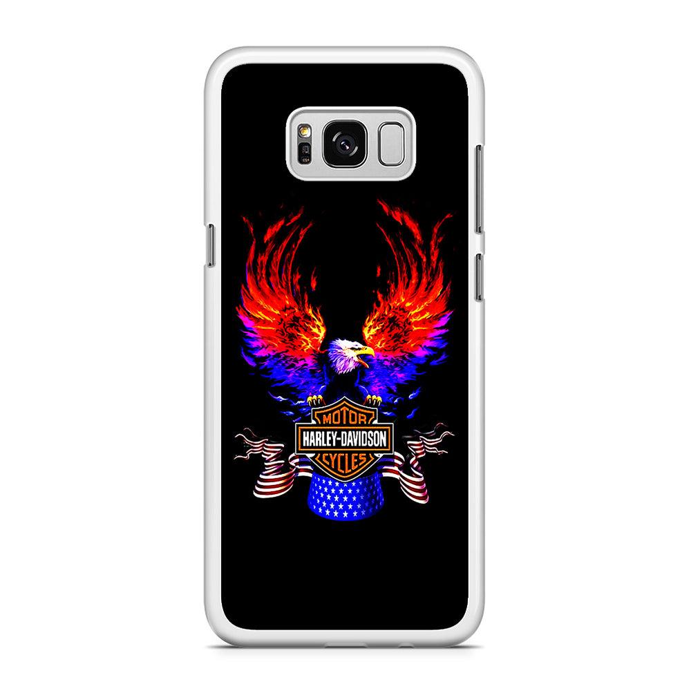 Harley Eagle Fire Samsung Galaxy S8 Case-Rubber / White (2D Case)-Xtracase