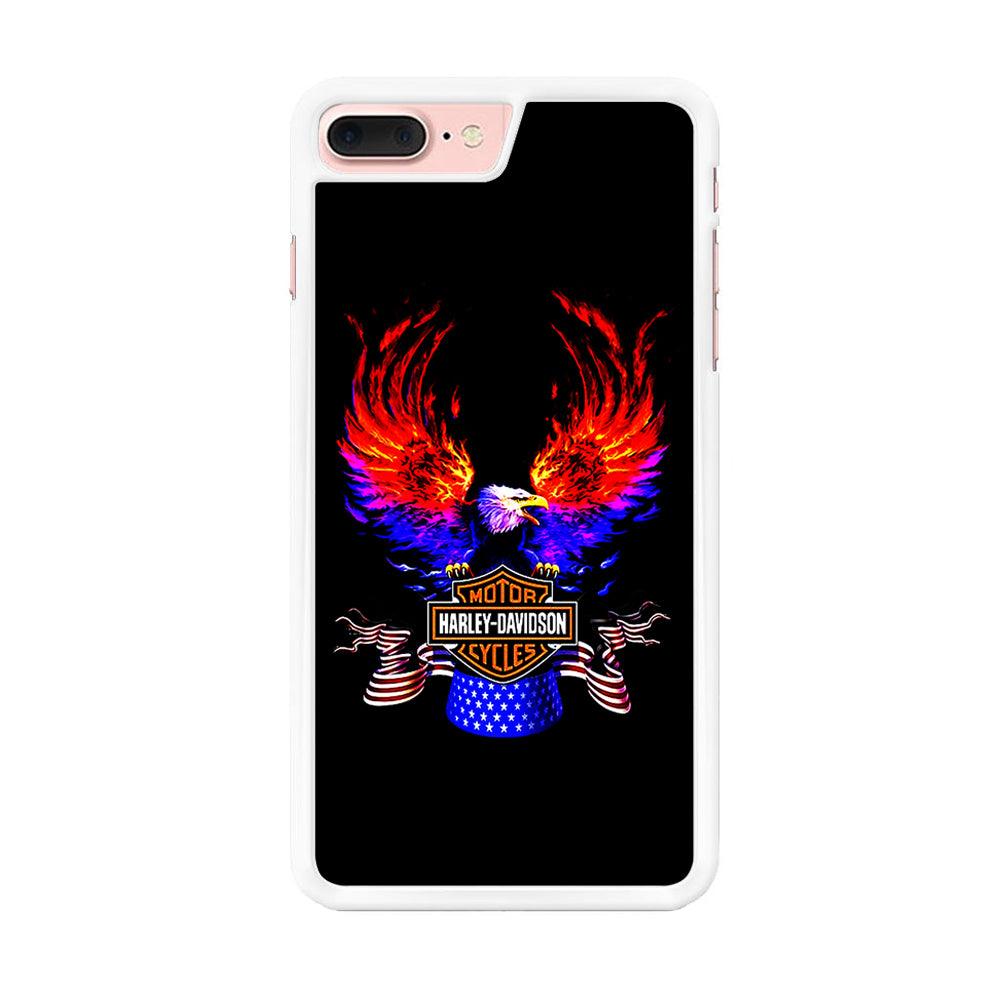 Harley Eagle Fire iPhone 8 Plus Case-Rubber / White (2D Case)-Xtracase