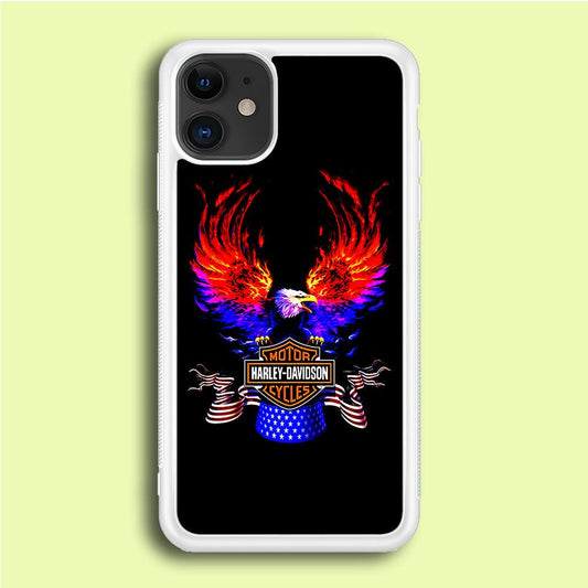 Harley Eagle Fire iPhone 12 Case-Rubber / White (2D Case)-Xtracase