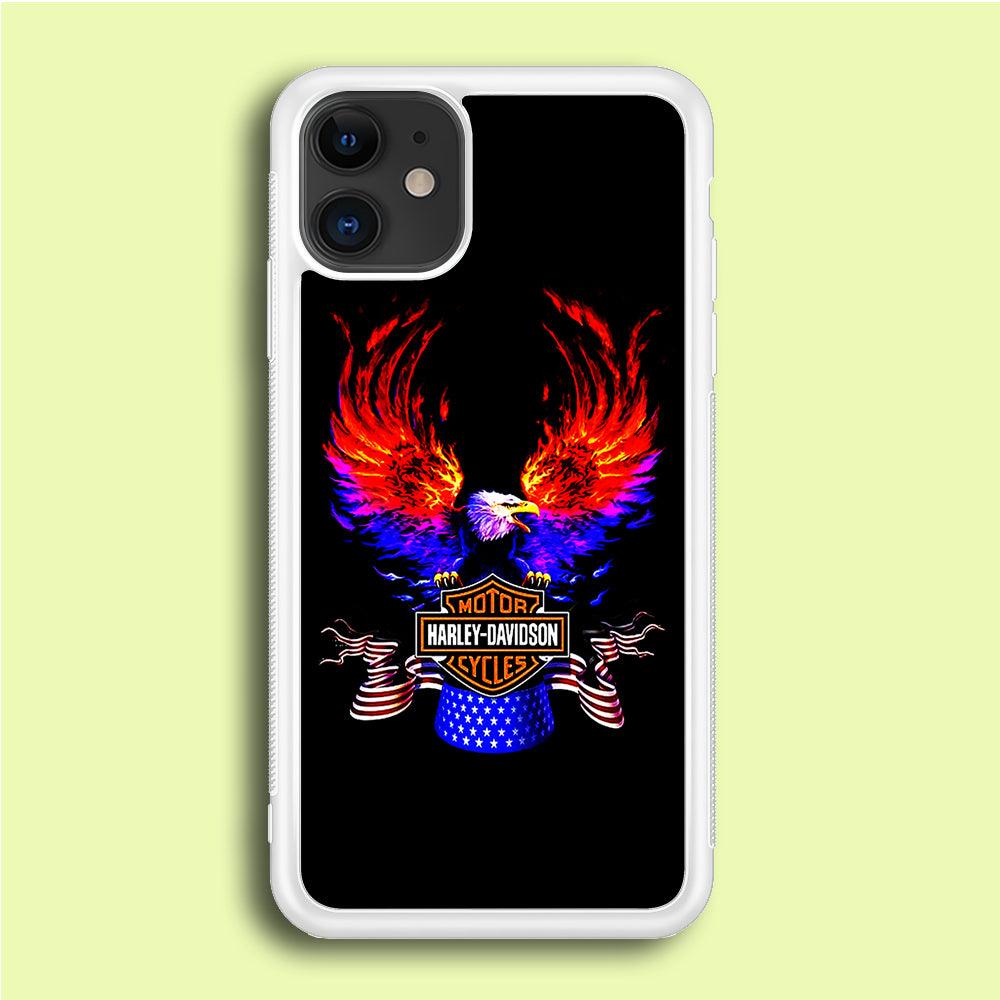Harley Eagle Fire iPhone 12 Mini Case-Rubber / White (2D Case)-Xtracase