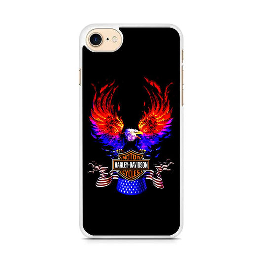 Harley Eagle Fire iPhone 8 Case-Rubber / White (2D Case)-Xtracase