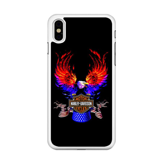 Harley Eagle Fire iPhone X Case-Rubber / White (2D Case)-Xtracase