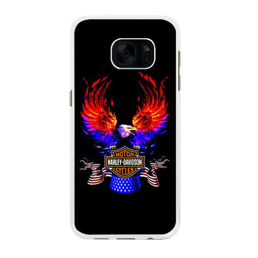Harley Eagle Fire Samsung Galaxy S7 Edge Case-Rubber / White (2D Case)-Xtracase