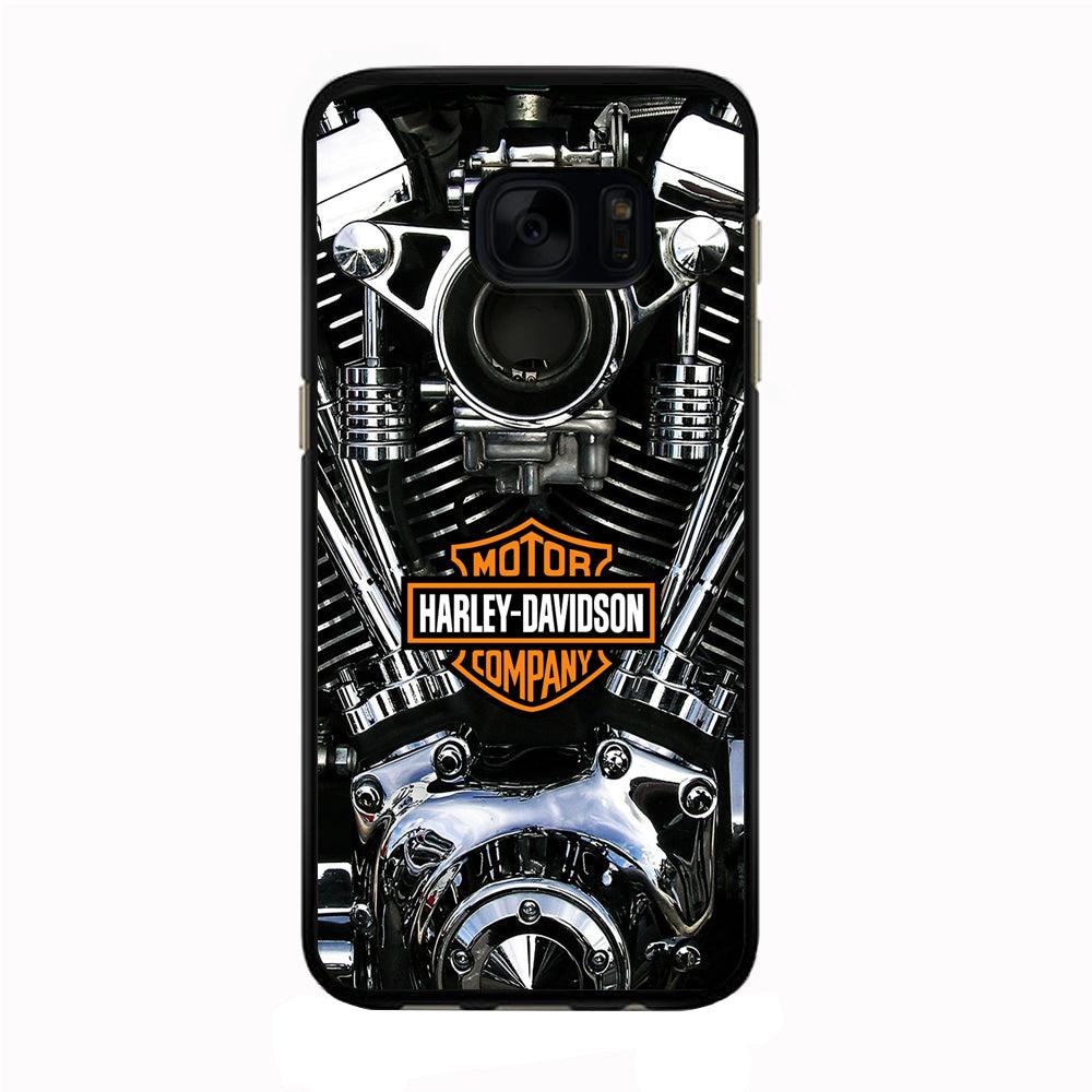 Harley Engine Motif Samsung Galaxy S7 Edge Case-Rubber / Black (2D Case)-Xtracase