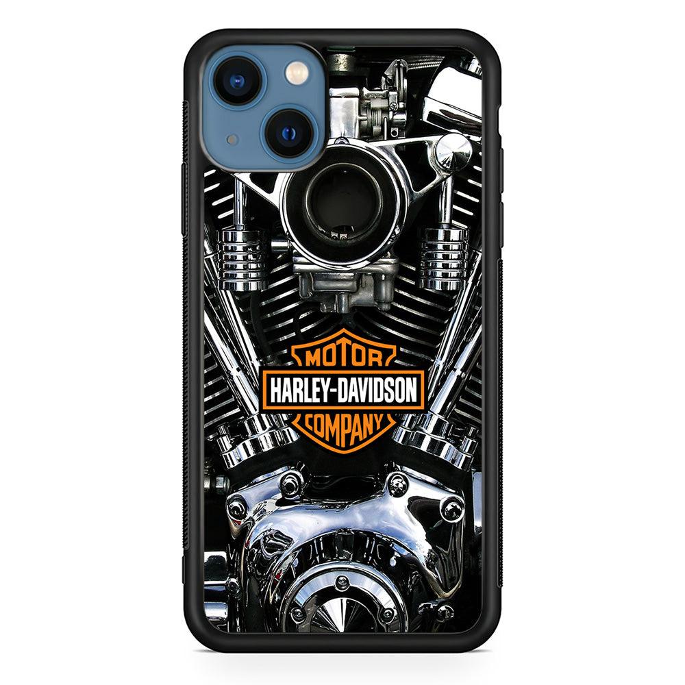 Harley Engine Motif iPhone 13 Mini Case-Rubber / Black (2D Case)-Xtracase