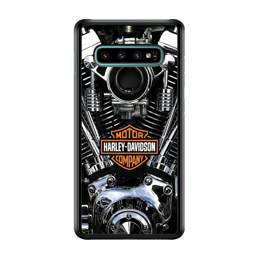Harley Engine Motif Samsung Galaxy S10 Plus Case-Rubber / White (2D Case)-Xtracase