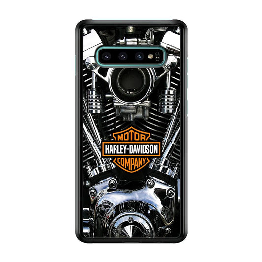 Harley Engine Motif Samsung Galaxy S10 Plus Case-Rubber / White (2D Case)-Xtracase