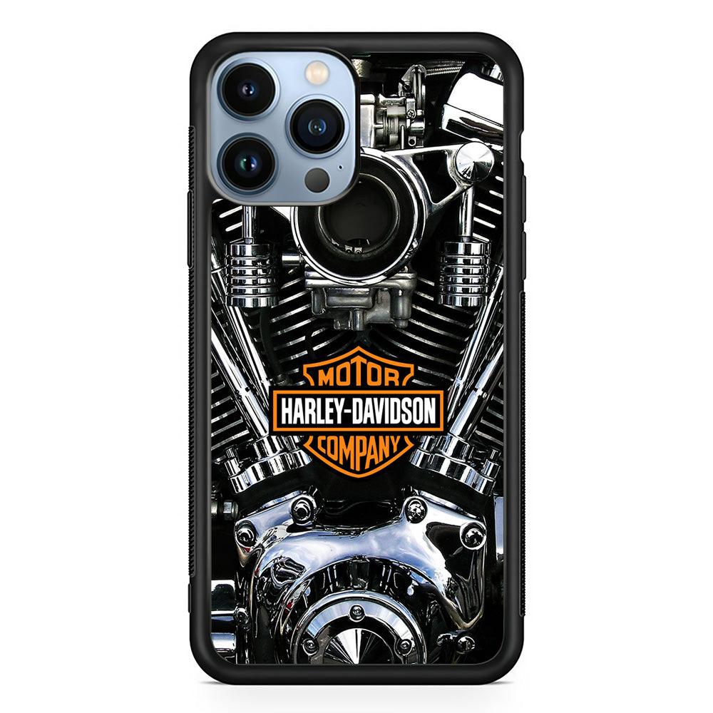 Harley Engine Motif iPhone 13 Pro Case-Rubber / Black (2D Case)-Xtracase