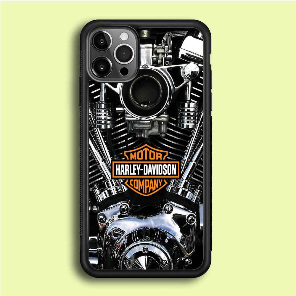 Harley Engine Motif iPhone 12 Pro Max Case-Rubber / Black (2D Case)-Xtracase