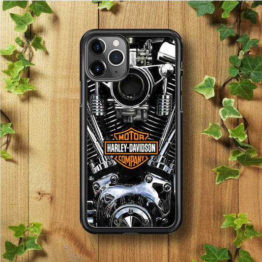Harley Engine Motif iPhone 11 Pro Max Case-Rubber / Black (2D Case)-Xtracase