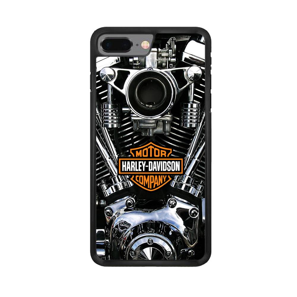 Harley Engine Motif iPhone 8 Plus Case-Rubber / Black (2D Case)-Xtracase