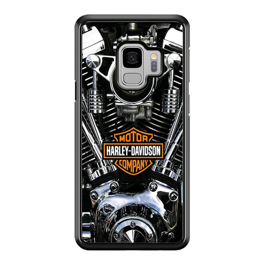 Harley Engine Motif Samsung Galaxy S9 Case-Rubber / White (2D Case)-Xtracase