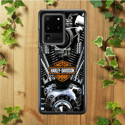 Harley Engine Motif Samsung Galaxy S20 Ultra Case-Rubber / Black (2D Case)-Xtracase