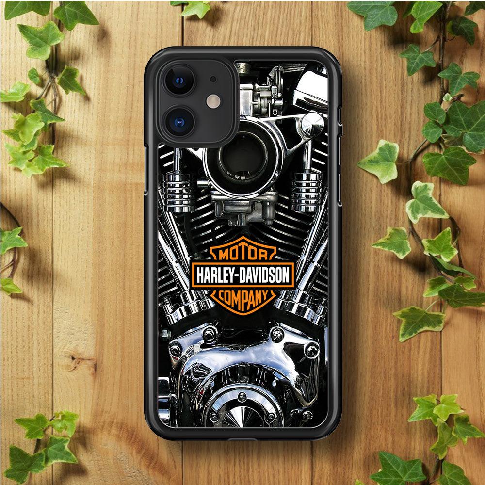 Harley Engine Motif iPhone 11 Case-Rubber / Black (2D Case)-Xtracase