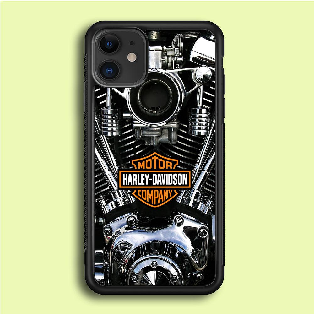 Harley Engine Motif iPhone 12 Mini Case-Rubber / Black (2D Case)-Xtracase