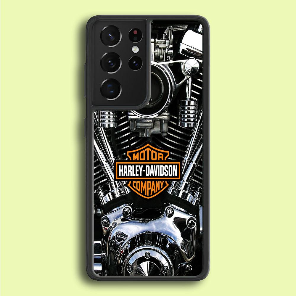 Harley Engine Motif Samsung Galaxy S25 Ultra Case-Rubber / White (2D Case)-Xtracase
