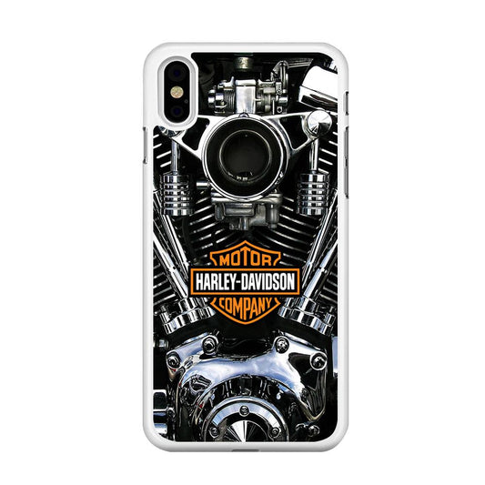 Harley Engine Motif iPhone X Case-Rubber / White (2D Case)-Xtracase