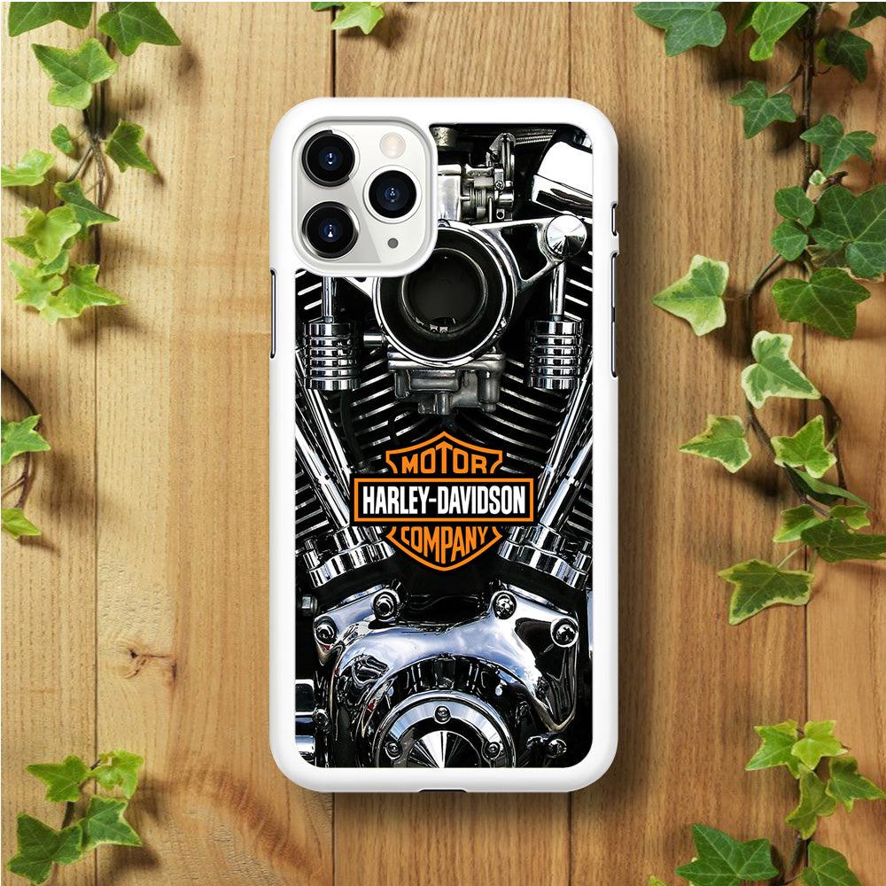 Harley Engine Motif iPhone 11 Pro Max Case-Rubber / White (2D Case)-Xtracase