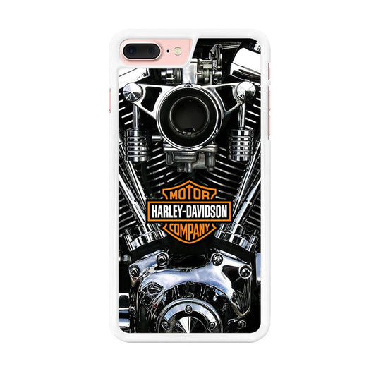Harley Engine Motif iPhone 8 Plus Case-Rubber / White (2D Case)-Xtracase