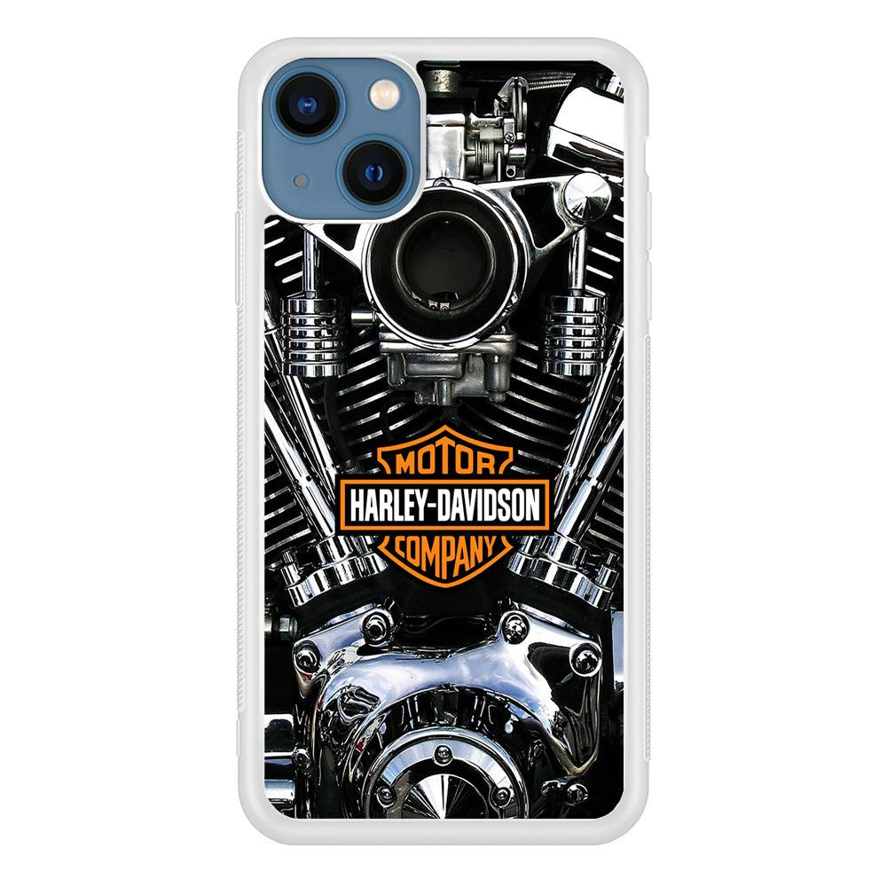 Harley Engine Motif iPhone 13 Case-Rubber / White (2D Case)-Xtracase