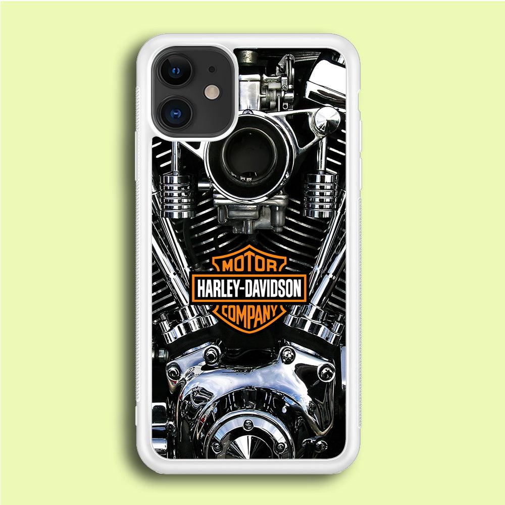 Harley Engine Motif iPhone 12 Mini Case-Rubber / White (2D Case)-Xtracase