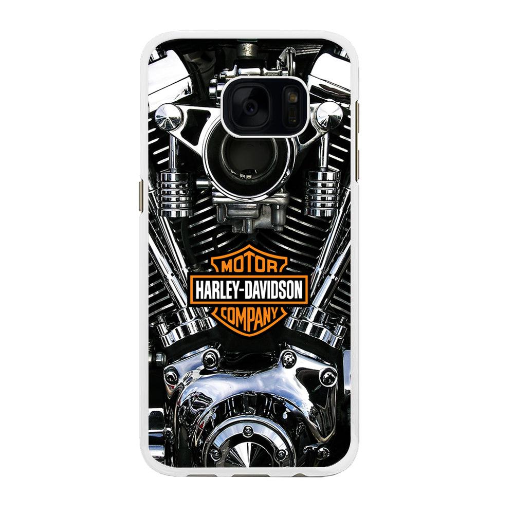 Harley Engine Motif Samsung Galaxy S7 Edge Case-Rubber / White (2D Case)-Xtracase