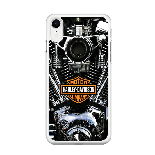 Harley Engine Motif iPhone XR Case-Rubber / White (2D Case)-Xtracase