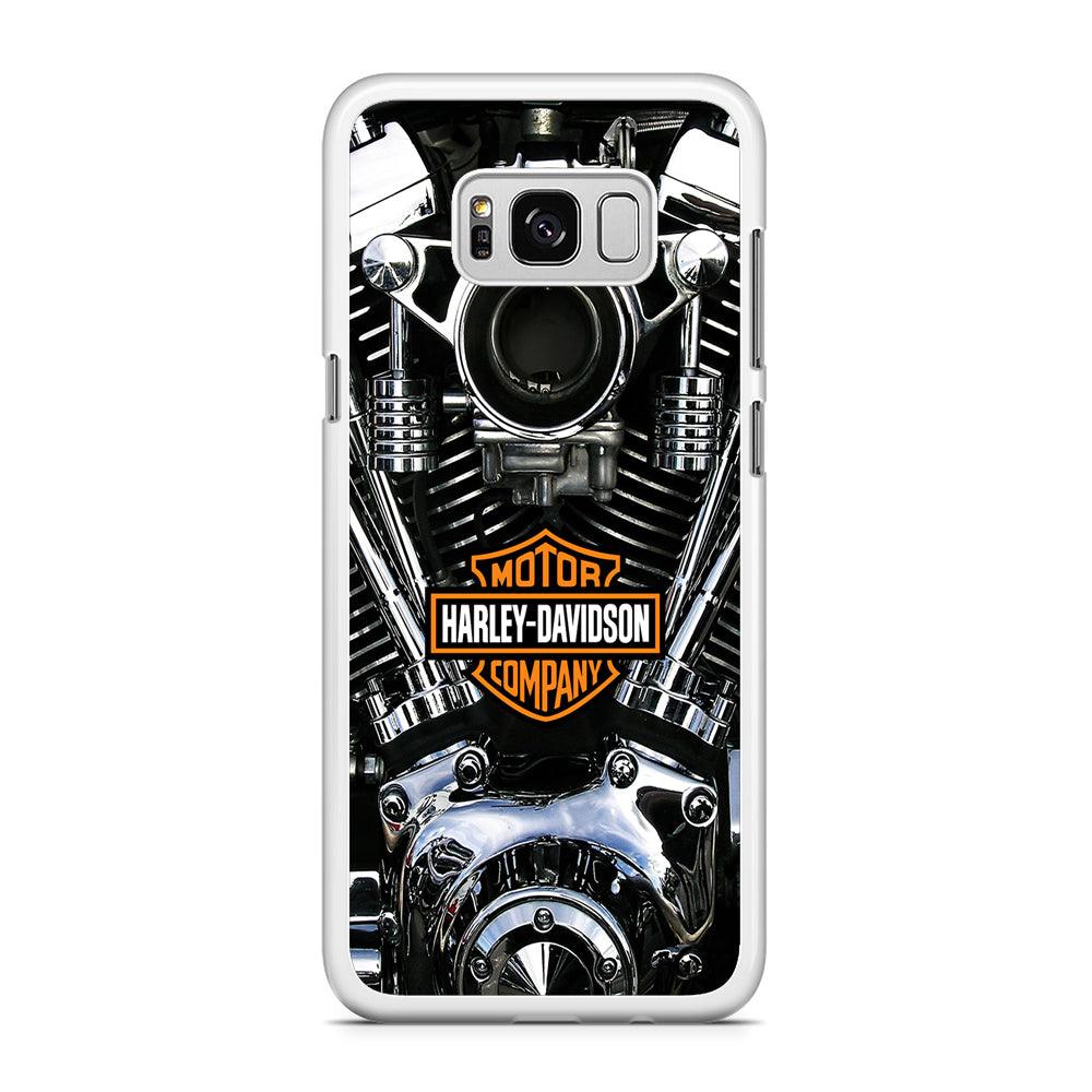 Harley Engine Motif Samsung Galaxy S8 Case-Rubber / White (2D Case)-Xtracase