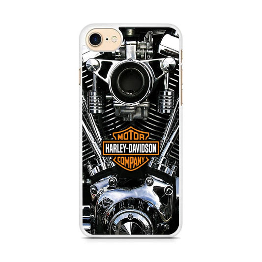Harley Engine Motif iPhone 8 Case-Rubber / White (2D Case)-Xtracase