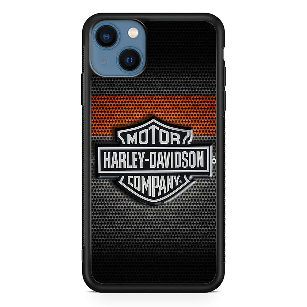 Harley Silver Motif iPhone 13 Case-Rubber / Black (2D Case)-Xtracase