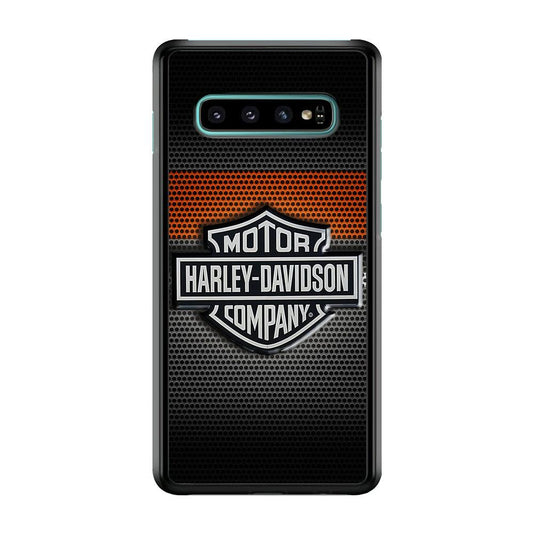 Harley Silver Motif Samsung Galaxy S10 Plus Case-Rubber / Black (2D Case)-Xtracase