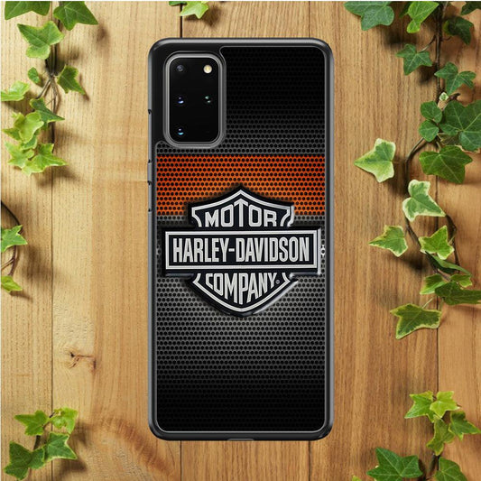 Harley Silver Motif Samsung Galaxy S20 Plus Case-Rubber / Black (2D Case)-Xtracase