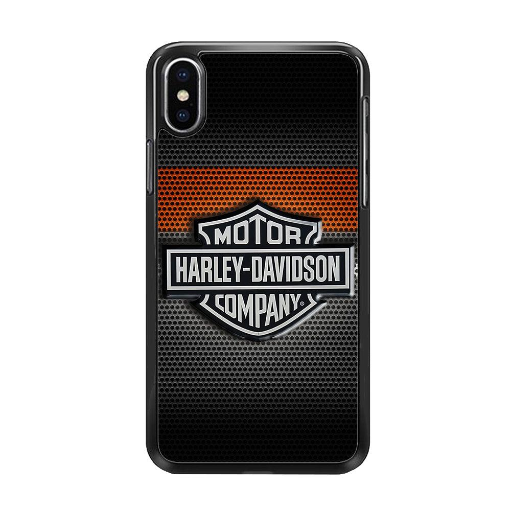 Harley Silver Motif iPhone Xs Case-Rubber / Black (2D Case)-Xtracase