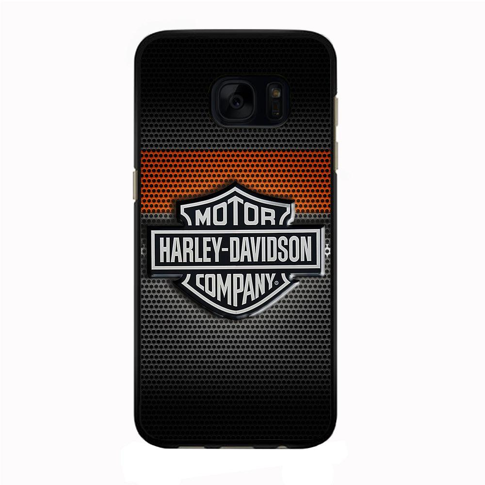 Harley Silver Motif Samsung Galaxy S7 Edge Case-Rubber / Black (2D Case)-Xtracase
